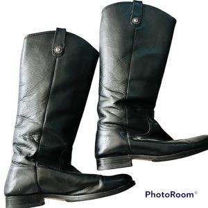 Frye Melissa Black Leather Riding Boots 8